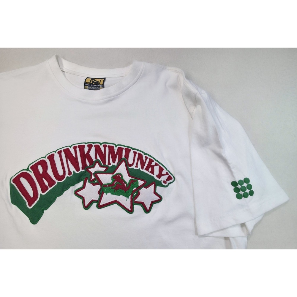 Drunknmunky Shirt Mens 2XL Tshirt Front Back and Sleeve Graphics Embriodered
